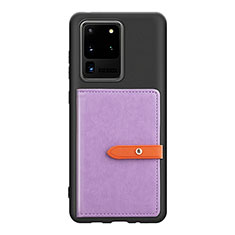 Ultra-thin Silicone Gel Soft Case Cover with Magnetic S12D for Samsung Galaxy S20 Ultra Purple