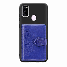 Ultra-thin Silicone Gel Soft Case Cover with Magnetic S13D for Samsung Galaxy M21 Blue