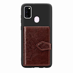 Ultra-thin Silicone Gel Soft Case Cover with Magnetic S13D for Samsung Galaxy M21 Brown