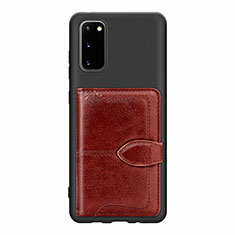 Ultra-thin Silicone Gel Soft Case Cover with Magnetic S13D for Samsung Galaxy S20 5G Brown