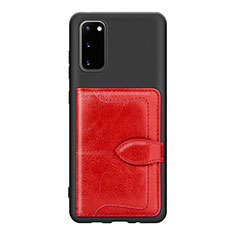 Ultra-thin Silicone Gel Soft Case Cover with Magnetic S13D for Samsung Galaxy S20 5G Red