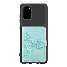 Ultra-thin Silicone Gel Soft Case Cover with Magnetic S13D for Samsung Galaxy S20 Plus 5G Mint Blue