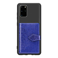 Ultra-thin Silicone Gel Soft Case Cover with Magnetic S13D for Samsung Galaxy S20 Plus Blue