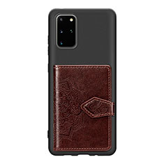 Ultra-thin Silicone Gel Soft Case Cover with Magnetic S13D for Samsung Galaxy S20 Plus Brown