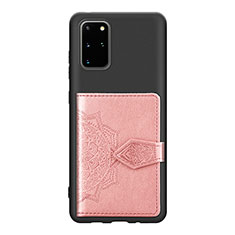 Ultra-thin Silicone Gel Soft Case Cover with Magnetic S13D for Samsung Galaxy S20 Plus Rose Gold