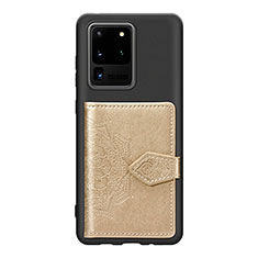Ultra-thin Silicone Gel Soft Case Cover with Magnetic S13D for Samsung Galaxy S20 Ultra Gold