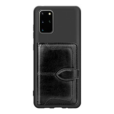 Ultra-thin Silicone Gel Soft Case Cover with Magnetic S14D for Samsung Galaxy S20 Plus 5G Black