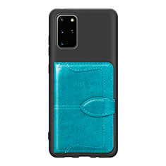 Ultra-thin Silicone Gel Soft Case Cover with Magnetic S14D for Samsung Galaxy S20 Plus 5G Cyan