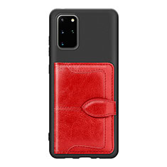 Ultra-thin Silicone Gel Soft Case Cover with Magnetic S14D for Samsung Galaxy S20 Plus 5G Red