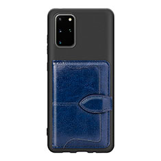 Ultra-thin Silicone Gel Soft Case Cover with Magnetic S14D for Samsung Galaxy S20 Plus Blue