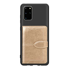 Ultra-thin Silicone Gel Soft Case Cover with Magnetic S14D for Samsung Galaxy S20 Plus Gold