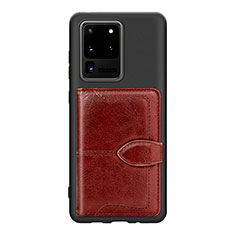 Ultra-thin Silicone Gel Soft Case Cover with Magnetic S14D for Samsung Galaxy S20 Ultra Brown