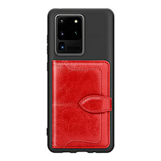 Ultra-thin Silicone Gel Soft Case Cover with Magnetic S14D for Samsung Galaxy S20 Ultra Red