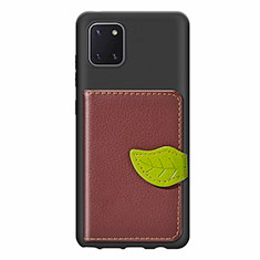 Ultra-thin Silicone Gel Soft Case Cover with Magnetic S15D for Samsung Galaxy A81 Brown