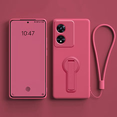 Ultra-thin Silicone Gel Soft Case Cover with Stand for Oppo A97 5G Hot Pink