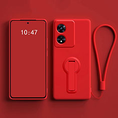 Ultra-thin Silicone Gel Soft Case Cover with Stand for Oppo A97 5G Red