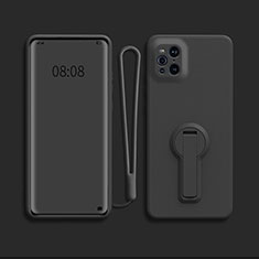Ultra-thin Silicone Gel Soft Case Cover with Stand for Oppo Find X3 5G Black
