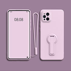Ultra-thin Silicone Gel Soft Case Cover with Stand for Oppo Find X3 5G Clove Purple
