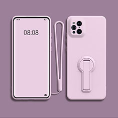 Ultra-thin Silicone Gel Soft Case Cover with Stand for Oppo Find X3 Pro 5G Clove Purple