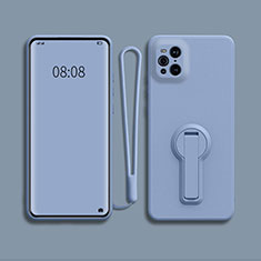 Ultra-thin Silicone Gel Soft Case Cover with Stand for Oppo Find X3 Pro 5G Lavender Gray