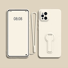 Ultra-thin Silicone Gel Soft Case Cover with Stand for Oppo Find X3 Pro 5G White