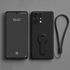 Ultra-thin Silicone Gel Soft Case Cover with Stand for Oppo Find X5 5G Black