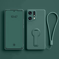 Ultra-thin Silicone Gel Soft Case Cover with Stand for Oppo Find X5 5G Midnight Green