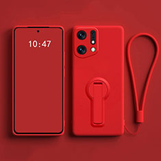 Ultra-thin Silicone Gel Soft Case Cover with Stand for Oppo Find X5 5G Red