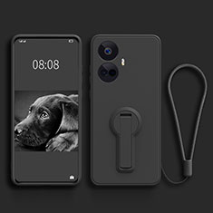 Ultra-thin Silicone Gel Soft Case Cover with Stand for Realme 10 Pro+ Plus 5G Black