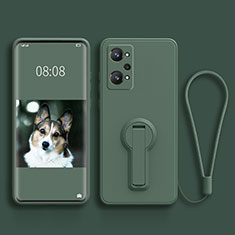 Ultra-thin Silicone Gel Soft Case Cover with Stand for Realme GT Neo 3T 5G Midnight Green