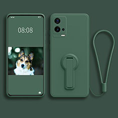 Ultra-thin Silicone Gel Soft Case Cover with Stand for Vivo iQOO 8 5G Green