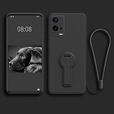 Ultra-thin Silicone Gel Soft Case Cover with Stand for Vivo iQOO 8 Pro 5G Black