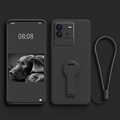Ultra-thin Silicone Gel Soft Case Cover with Stand for Vivo iQOO Neo6 SE 5G Black