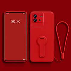 Ultra-thin Silicone Gel Soft Case Cover with Stand for Vivo iQOO Neo6 SE 5G Red