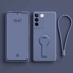 Ultra-thin Silicone Gel Soft Case Cover with Stand for Vivo V27 5G Lavender Gray