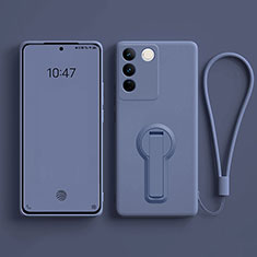 Ultra-thin Silicone Gel Soft Case Cover with Stand for Vivo V27 Pro 5G Lavender Gray