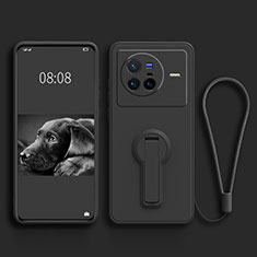 Ultra-thin Silicone Gel Soft Case Cover with Stand for Vivo X80 5G Black