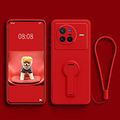 Ultra-thin Silicone Gel Soft Case Cover with Stand for Vivo X80 5G Red