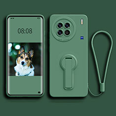 Ultra-thin Silicone Gel Soft Case Cover with Stand for Vivo X90 5G Midnight Green