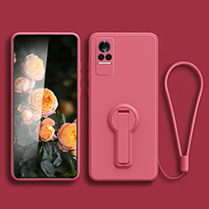 Ultra-thin Silicone Gel Soft Case Cover with Stand for Xiaomi Civi 5G Hot Pink