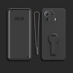 Ultra-thin Silicone Gel Soft Case Cover with Stand for Xiaomi Mi 11 Pro 5G Black