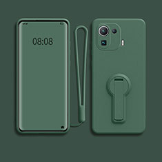 Ultra-thin Silicone Gel Soft Case Cover with Stand for Xiaomi Mi 11 Pro 5G Green