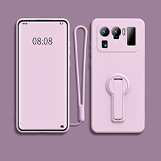 Ultra-thin Silicone Gel Soft Case Cover with Stand for Xiaomi Mi 11 Ultra 5G Pink