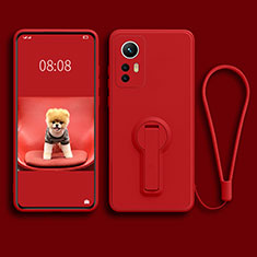 Ultra-thin Silicone Gel Soft Case Cover with Stand for Xiaomi Mi 12 5G Red