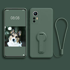 Ultra-thin Silicone Gel Soft Case Cover with Stand for Xiaomi Mi 12S Pro 5G Green