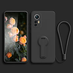 Ultra-thin Silicone Gel Soft Case Cover with Stand for Xiaomi Mi 12T Pro 5G Black