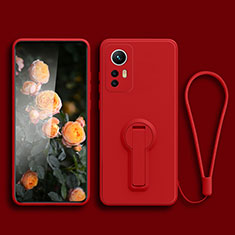 Ultra-thin Silicone Gel Soft Case Cover with Stand for Xiaomi Mi 12T Pro 5G Red