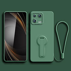 Ultra-thin Silicone Gel Soft Case Cover with Stand for Xiaomi Mi 13 Pro 5G Midnight Green