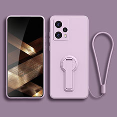 Ultra-thin Silicone Gel Soft Case Cover with Stand for Xiaomi Poco F5 5G Clove Purple
