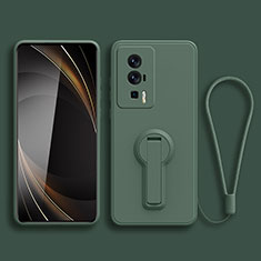Ultra-thin Silicone Gel Soft Case Cover with Stand for Xiaomi Poco F5 Pro 5G Midnight Green
